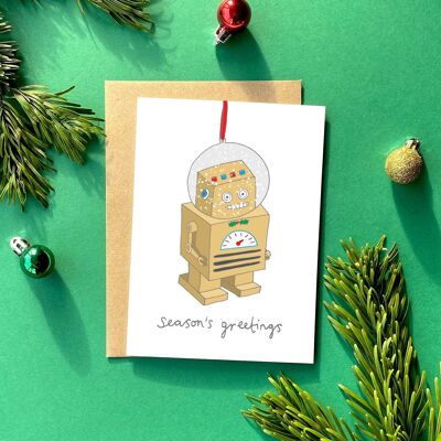 Biglietto d'auguri natalizi Robot Kitsch | Cartolina di Natale retrò