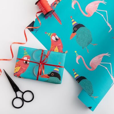 Confezione regalo uccelli tropicali | Fogli di carta da regalo | Mestiere