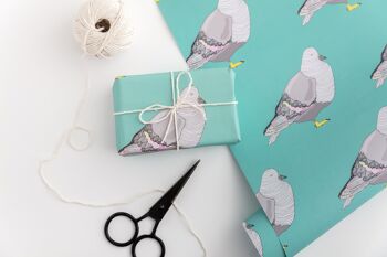 Emballage cadeau Pigeons (Vert) | Papier d'emballage | Papier artisanal