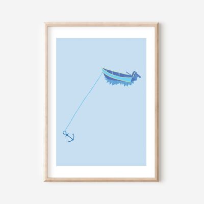 Boat and Anchor Print | Wall Art | Art Deco (A3)