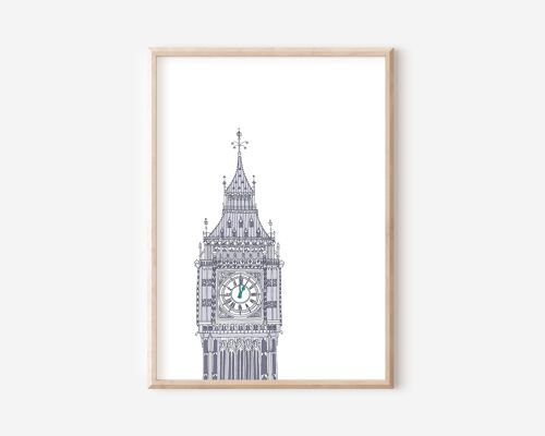 Big Ben Print | London Landmark Wall Art | Art Deco (A3)