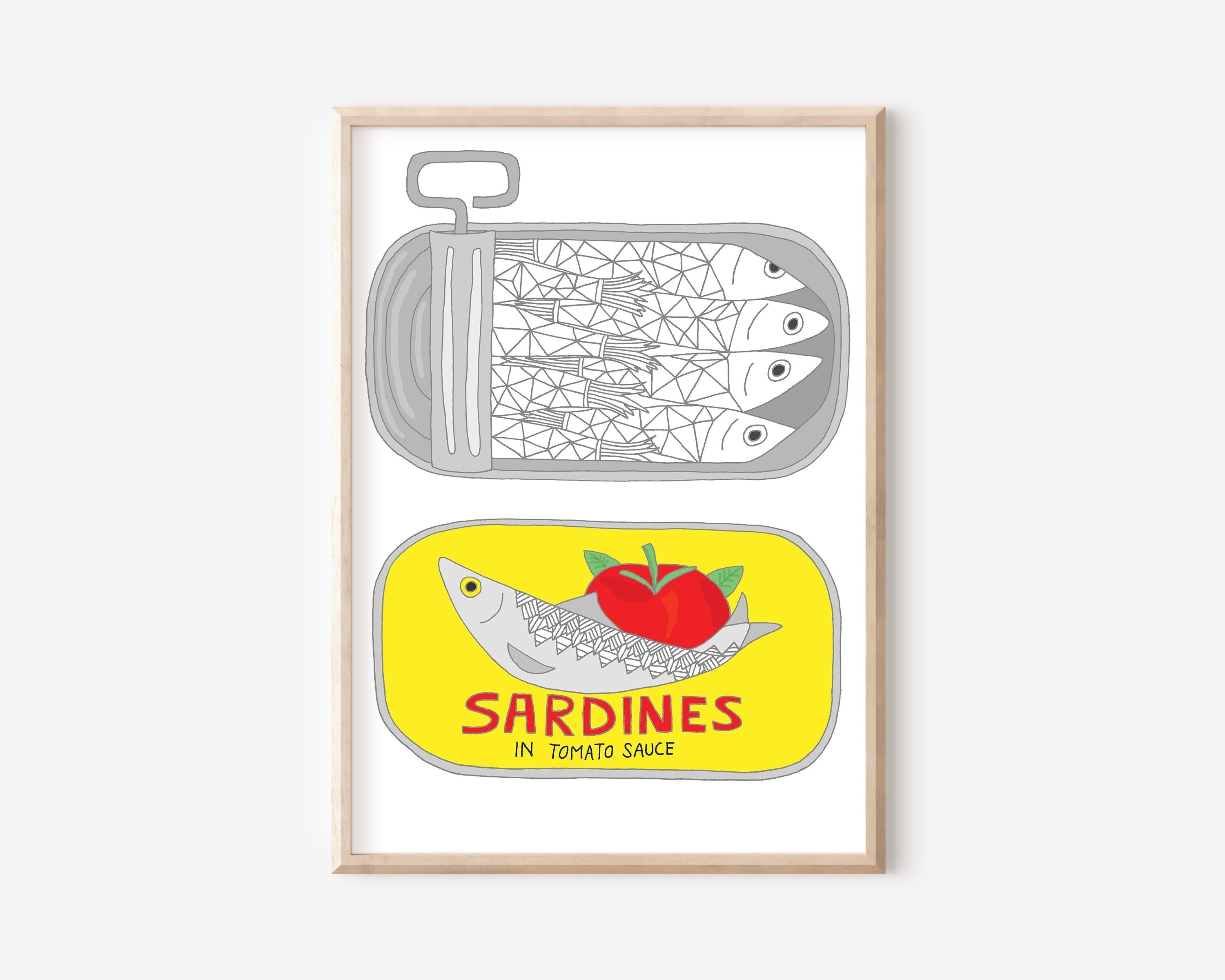 Sardinen-Kunstdruck | Wandkunst für die Küche | Wanddekoration