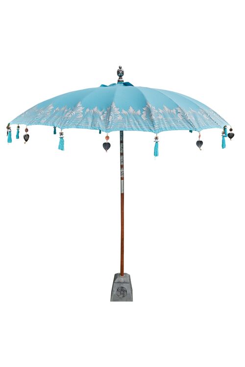 Bali parasol zeeblauw half zilver 250cm