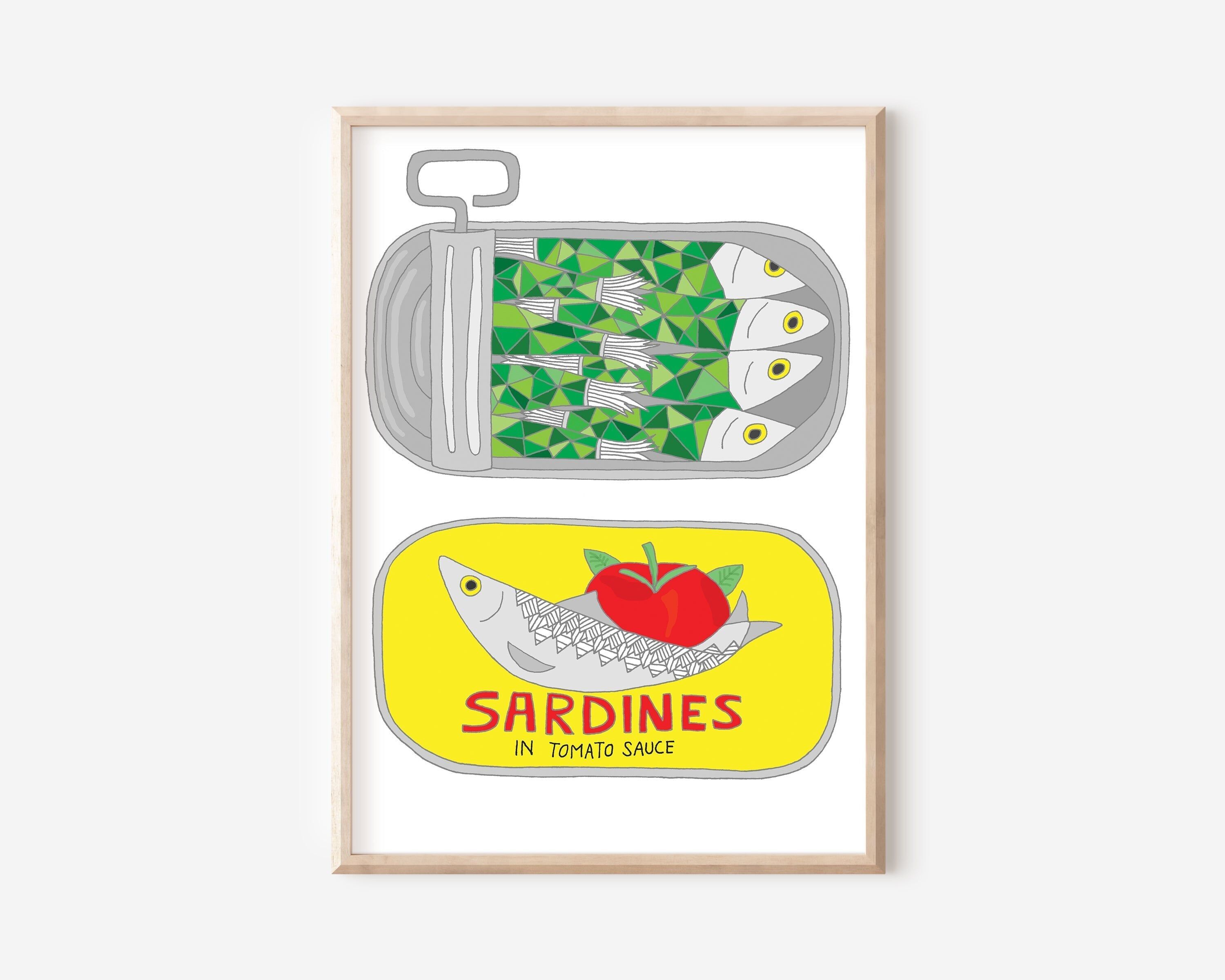 Stampa Sardina Verde | Decorazione da parete per cucina | Decorazione murale