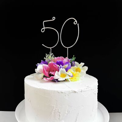 Cursive Number Digit Birthday Wire Cake Topper