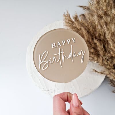 Topper de gâteau acrylique joyeux anniversaire