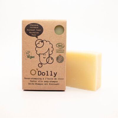 Shampoo solido biologico O'Dolly con olio di ricino e Fiore di Cotone, per capelli normali