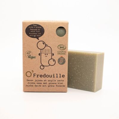 Savon bio jojoba et argile verte O'Fredouille, pour peaux mixtes à grasses