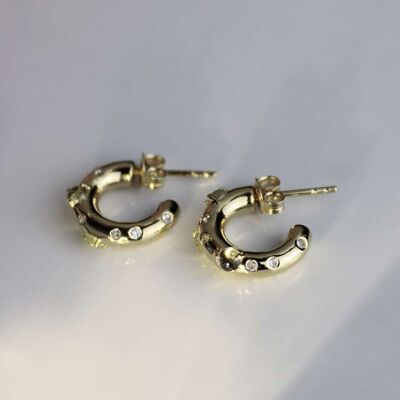 Mystic Little - Hoop Earrings Topaz Cabochon Gold