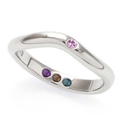 Polished silver ring with stones - pre-set Hidden Inner Strength