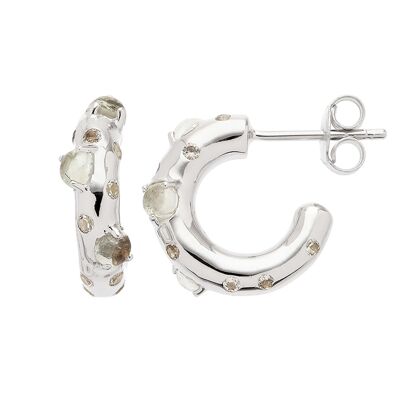 Mystical Little - Topaz Amethyst Silver Hoop Earrings