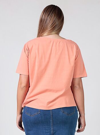 T-shirt pigment à message - Orange 2