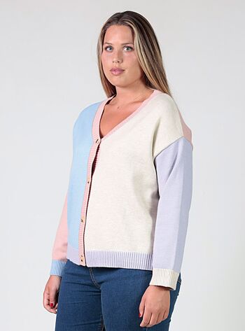 Cardigan multicolore - Rose clair