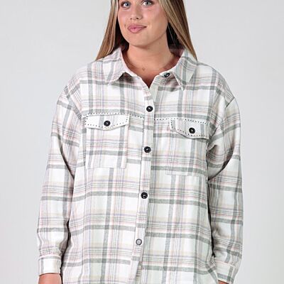 Kariertes Overshirt - Hellrosa