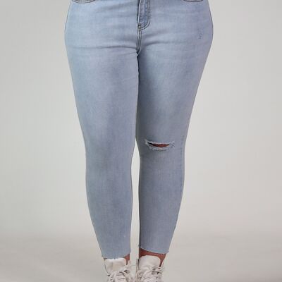 Slim-fit jeans with rhinestones - Light Indigo