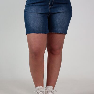Denim shorts with rips - Indigo