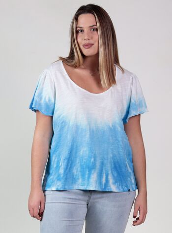 T-shirt tie-dye à manches courtes - Blanc/Bleu 1