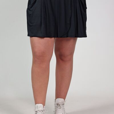 Short Panty Skirt With Front Pleat - Black