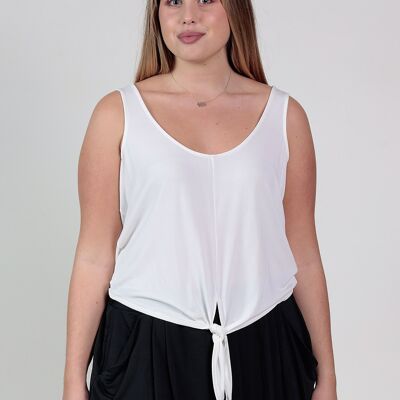 Tank Top With Knot - White