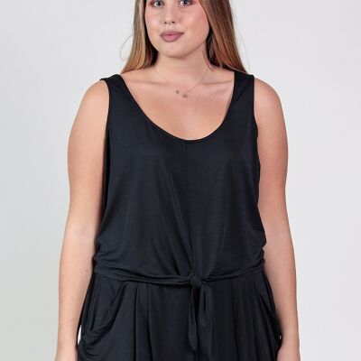 Tank Top With Knot - Black