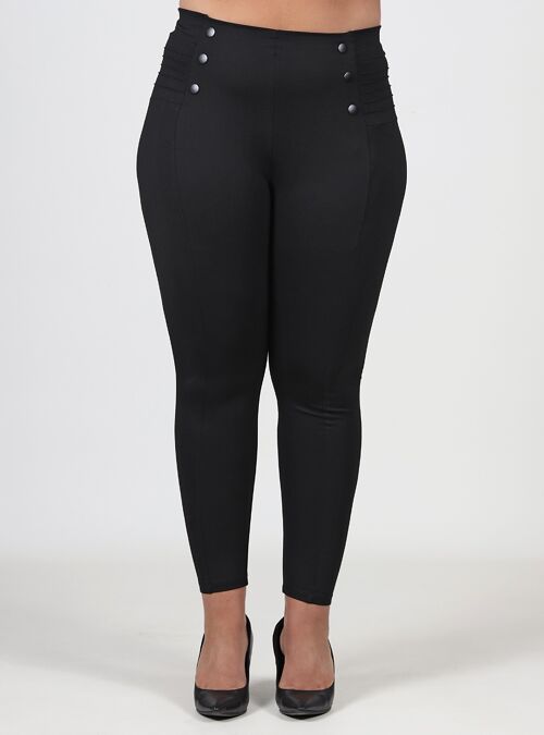 Legging punto milano con botones - Negro