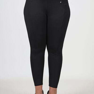 Legging punto milano con botones - Negro