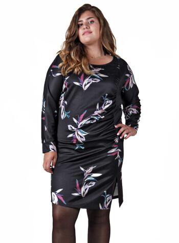 Robe m/l imprimé fleuri - Noir 1