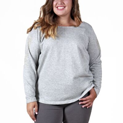 M/L-Sweatshirt mit Ärmeldetails - Kräftiges Grau
