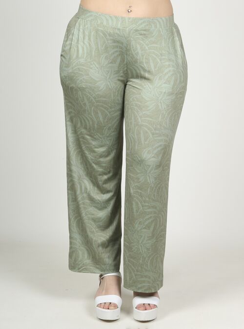 Pantalón ancho de crepe estampado jungla - Caqui