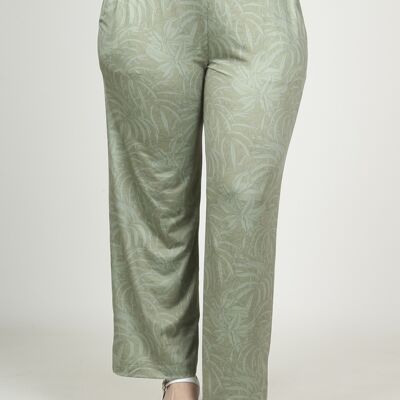 Wide-leg jungle print crepe trousers - Khaki
