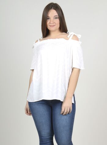 Blouse à épaules dénudées - Blanc 3