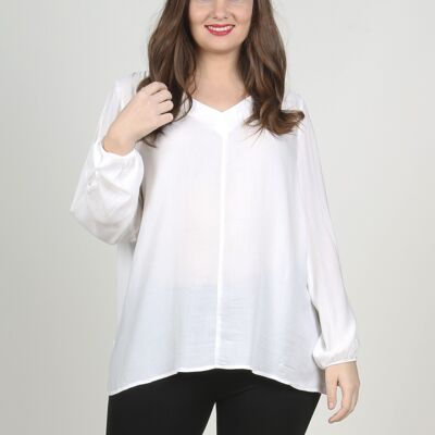 Blouse with open sleeves - White