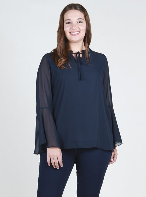 Blusa con transparencias - Marino