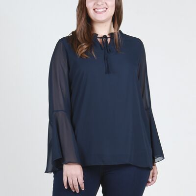 Blouse with transparencies - Navy
