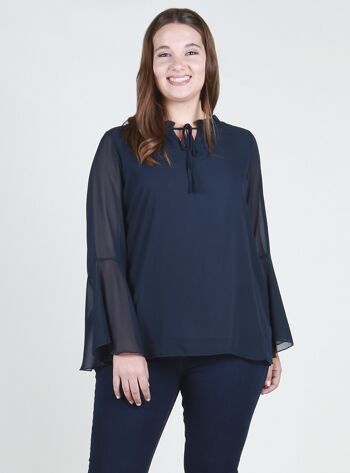 Blouse avec transparences - Marine 1