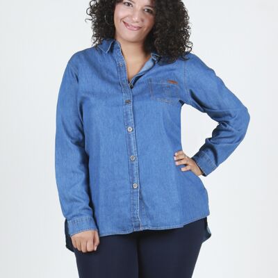 Chemise en jean avec imprimé au dos - Indigo