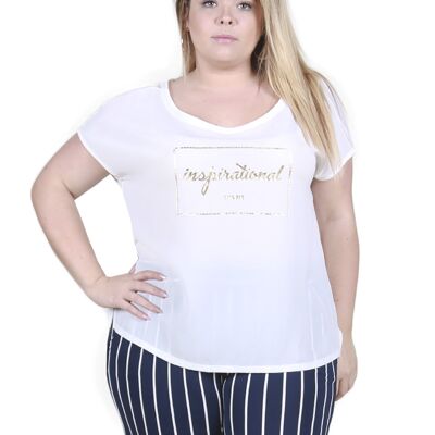 Camiseta con estampado en oro delante - Blanco