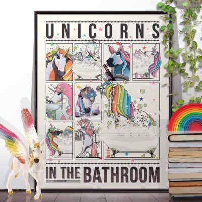 Licornes dans la salle de bain - Poster sans cadre