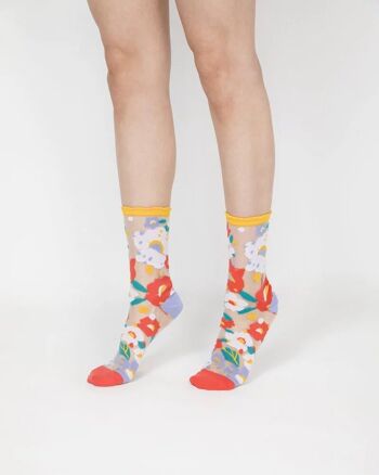 Chaussettes Transparentes Flower Garden - Jaune 5