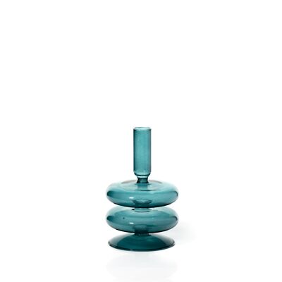 Taper Candle Holder - Coloured Glass - Ocean Teal