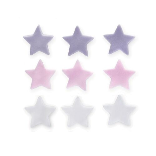 Stars Sugarcraft Toppers Lilac Pink and White
