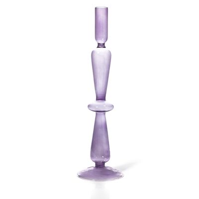 Bougeoir Taper - Verre Coloré - Lilas