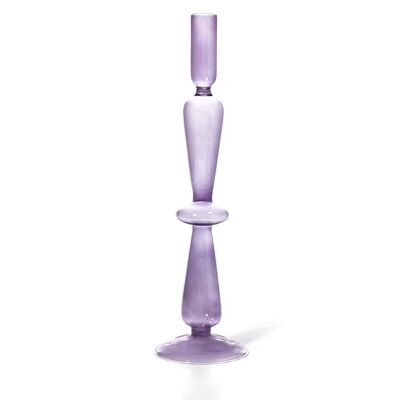 Taper Candle Holder - Coloured Glass - Lilac