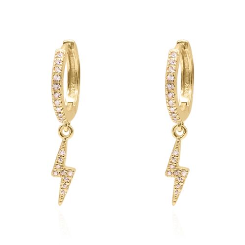 Bridget Lightning Huggie Hoop Earrings | 18K Gold Plated