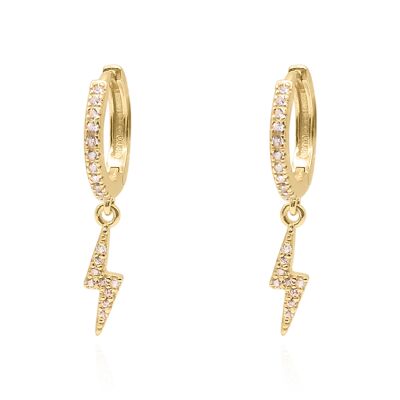 Créoles Bridget Lightning Huggie | Plaqué Or 18K
