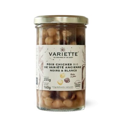 Old BLACK&WHITE chickpeas Origin Gers cooked in water and Guérande salt - ORGANIC