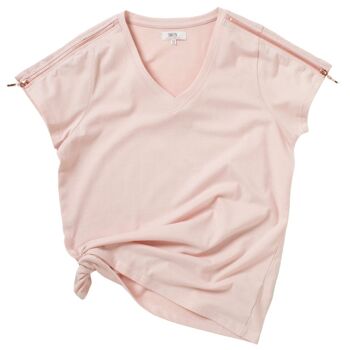 T-shirt Col V Caia - Blush 1