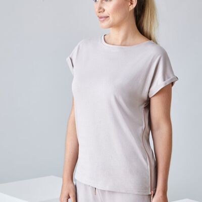 Ulla Side Zip T-shirt - Clay