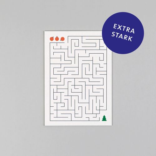 Postkarte aus Holzschliffpappe Weihnachtskarte Ted Labyrinth