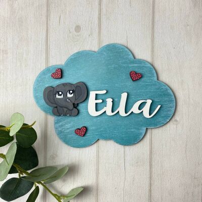 Decorazione murale. nuvola di elefante con nome